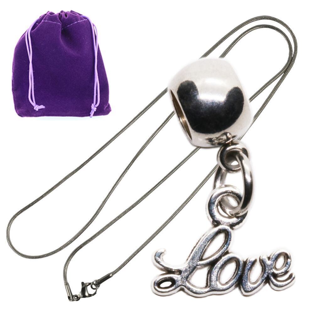 Love Charm with Necklace Chain, I Love You Heartfelt Metal Alloy Pendant